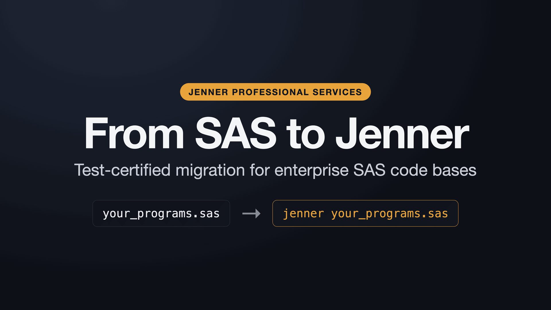 SAS migration video title card: From SAS to Jenner